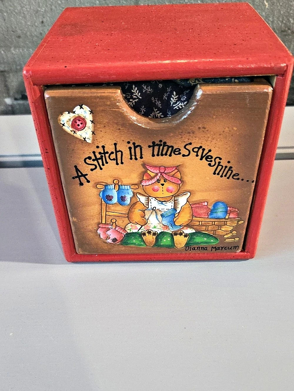Dianna Maycum A Stitch in Time Saves Nine Wooden Craft Cubby Box Craft Cubby Box